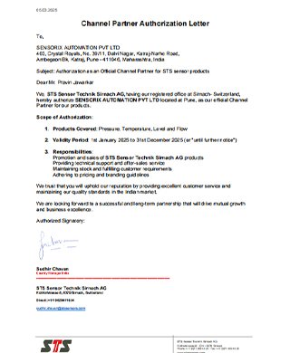 Sensorix Automation Authorized Partner Certificate
